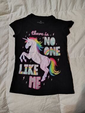 Girls' Black Unicorn Graphic Tee - "There Is No One Like Me"